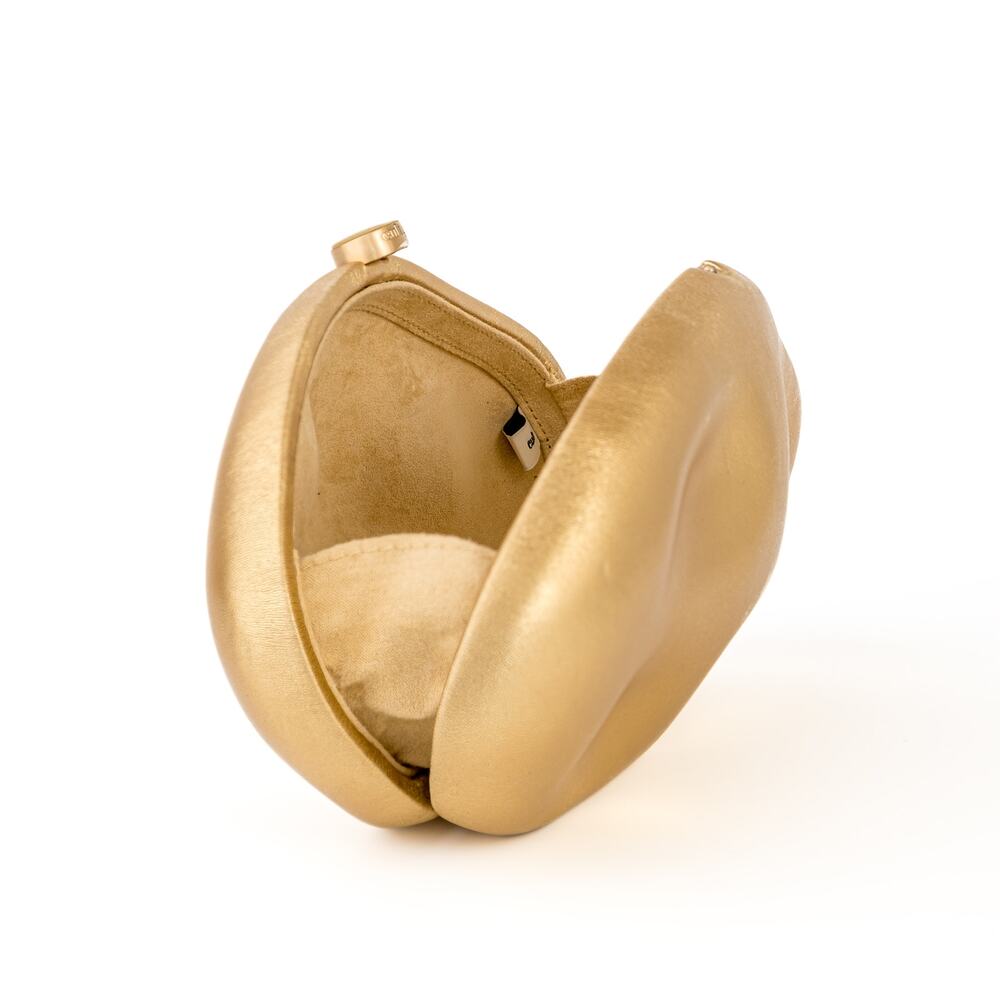 Cult Gaia Caldera Clutch Brass Metallic Leather Sculptural Minaudière Bag $598 - Picture 12 of 16